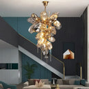GobekUsa Gold Steel LED Pendant Lights with Cognac/Gray Glass Shades