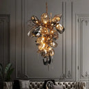 GobekUsa Gold Steel LED Pendant Lights with Cognac/Gray Glass Shades