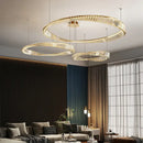 GobekUsa Gold Steel Rings Crystal Pendant Light