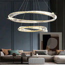 GobekUsa Gold Steel Rings Crystal Pendant Light