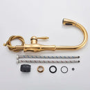 GobekUsa Gold Swivel Spout Kitchen Faucet with Pull Down Sprayer
