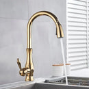 GobekUsa Gold Swivel Spout Kitchen Faucet with Pull Down Sprayer