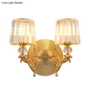 GobekUsa Modern Gold Tapered Wall Light Fixture - Elegant Crystal Block Sconce for Bedroom - 1/2 Lights