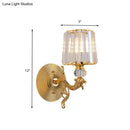 GobekUsa Modern Gold Tapered Wall Light Fixture - Elegant Crystal Block Sconce for Bedroom - 1/2 Lights