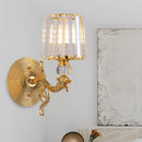 GobekUsa Modern Gold Tapered Wall Light Fixture - Elegant Crystal Block Sconce for Bedroom - 1/2 Lights