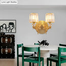 GobekUsa Modern Gold Tapered Wall Light Fixture - Elegant Crystal Block Sconce for Bedroom - 1/2 Lights