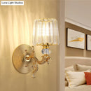 GobekUsa Modern Gold Tapered Wall Light Fixture - Elegant Crystal Block Sconce for Bedroom - 1/2 Lights