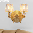 GobekUsa Modern Gold Tapered Wall Light Fixture - Elegant Crystal Block Sconce for Bedroom - 1/2 Lights