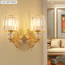 GobekUsa Modern Gold Tapered Wall Light Fixture - Elegant Crystal Block Sconce for Bedroom - 1/2 Lights