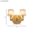 GobekUsa Modern Gold Tapered Wall Light Fixture - Elegant Crystal Block Sconce for Bedroom - 1/2 Lights