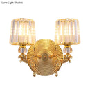 GobekUsa Modern Gold Tapered Wall Light Fixture - Elegant Crystal Block Sconce for Bedroom - 1/2 Lights