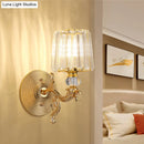 GobekUsa Modern Gold Tapered Wall Light Fixture - Elegant Crystal Block Sconce for Bedroom - 1/2 Lights
