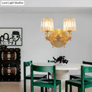 GobekUsa Modern Gold Tapered Wall Light Fixture - Elegant Crystal Block Sconce for Bedroom - 1/2 Lights