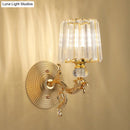 GobekUsa Modern Gold Tapered Wall Light Fixture - Elegant Crystal Block Sconce for Bedroom - 1/2 Lights