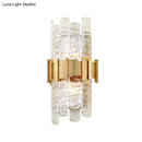 GobekUsa Modern Textured Glass Half-Cylinder Wall Sconce Light Fixture - Gold Finish