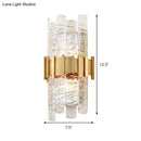 GobekUsa Modern Textured Glass Half-Cylinder Wall Sconce Light Fixture - Gold Finish