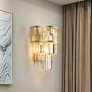 GobekUsa Modern Gold Tiered Bedside Wall Sconce with 2 Crystal Lights