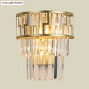 GobekUsa Modern Gold Tiered Bedside Wall Sconce with 2 Crystal Lights