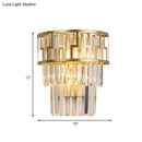 GobekUsa Modern Gold Tiered Bedside Wall Sconce with 2 Crystal Lights