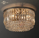 GobekUsa Crystal Flushmount Ceiling Light: Modern Round Bedroom Dining Room Indoor Lamp
