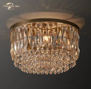 GobekUsa Crystal Flushmount Ceiling Light: Modern Round Bedroom Dining Room Indoor Lamp