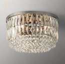 GobekUsa Crystal Flushmount Ceiling Light: Modern Round Bedroom Dining Room Indoor Lamp