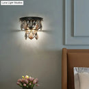 GobekUsa Modern Tiered Sconce Light with Cut-Crystal Accents - Sleek Bedside Wall Mount Fixture (2 Bulbs)