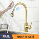 GobekUsa Gold Sensor Kitchen Faucet Stainless Steel Smart Touch Control Sink Tap