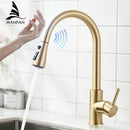 GobekUsa Gold Sensor Kitchen Faucet Stainless Steel Smart Touch Control Sink Tap