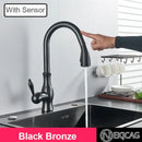 GobekUsa Gold Sensor Kitchen Faucet Pull Out Touch Control Mixer Tap Sink Crane
