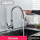 GobekUsa Gold Sensor Kitchen Faucet Pull Out Touch Control Mixer Tap Sink Crane
