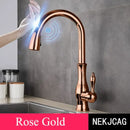 GobekUsa Gold Sensor Kitchen Faucet Pull Out Touch Control Mixer Tap Sink Crane