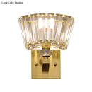 GobekUsa Modern Gold Wall Sconce with Trapezoid Crystal Blocks