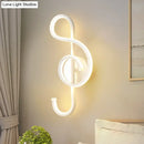 GobekUsa Musical Note Wall Mounted Lamp: Modernist Iron Sconce with LED Surface in Black/White - Warm/White Light