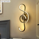 GobekUsa Musical Note Wall Mounted Lamp: Modernist Iron Sconce with LED Surface in Black/White - Warm/White Light