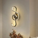 GobekUsa Musical Note Wall Mounted Lamp: Modernist Iron Sconce with LED Surface in Black/White - Warm/White Light