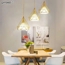 GobekUsa Gold Triangle Pendant Lights: Nordic Style 1head/3heads Metal Fixtures, Simple Décor Lighting