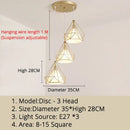 GobekUsa Gold Triangle Pendant Lights: Nordic Style 1head/3heads Metal Fixtures, Simple Décor Lighting