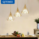 GobekUsa Gold Triangle Pendant Lights: Nordic Style 1head/3heads Metal Fixtures, Simple Décor Lighting