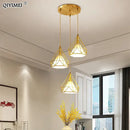 GobekUsa Gold Triangle Pendant Lights: Nordic Style 1head/3heads Metal Fixtures, Simple Décor Lighting