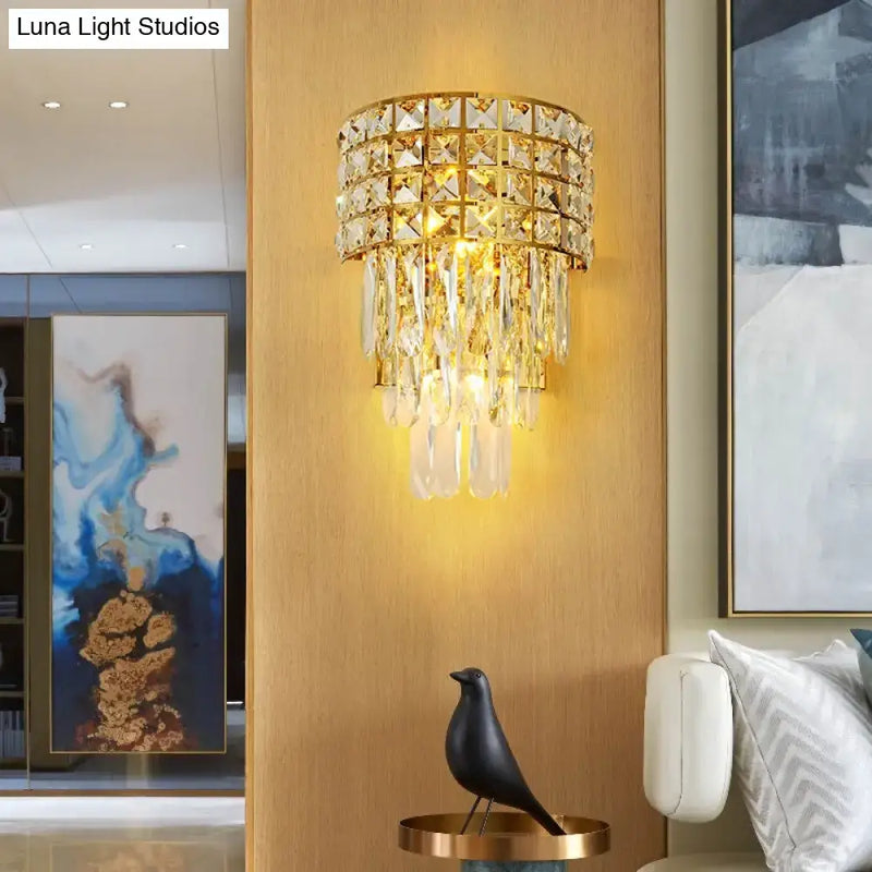 GobekUsa Modern Gold Triangular Crystal Wall Lamp with 3 Lights, photo 6 of 6