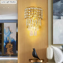 GobekUsa Modern Gold Triangular Crystal Wall Lamp with 3 Lights