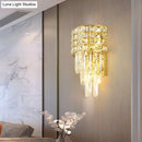 GobekUsa Modern Gold Triangular Crystal Wall Lamp with 3 Lights