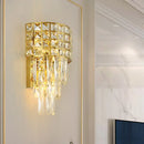 GobekUsa Modern Gold Triangular Crystal Wall Lamp with 3 Lights