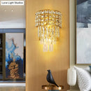 GobekUsa Modern Gold Triangular Crystal Wall Lamp with 3 Lights