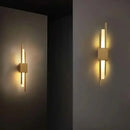 GobekUsa Gold Tube Wall Sconce Iron Acrylic Modern Bedroom Living Room Lamps