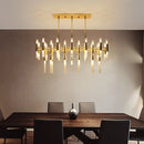 GobekUsa Gold Metal Tubular LED Island Pendant - Modern 54-Light Ceiling Drop Light for Dining Room