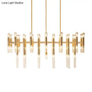 GobekUsa Gold Metal Tubular LED Island Pendant - Modern 54-Light Ceiling Drop Light for Dining Room