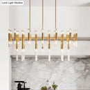 GobekUsa Gold Metal Tubular LED Island Pendant - Modern 54-Light Ceiling Drop Light for Dining Room