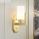GobekUsa Modern Gold Wall Sconce with Tubular Milk Glass Shade for Living Room